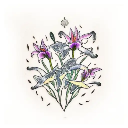 tigerlillies with quote "This Too Shall Pass" tattoo design idea