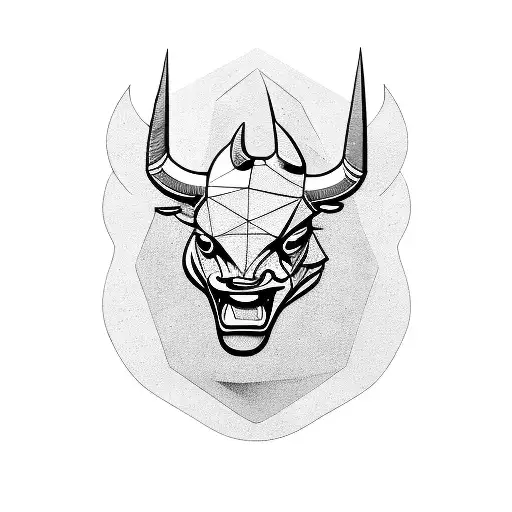 angry bulls head tattoo design idea
