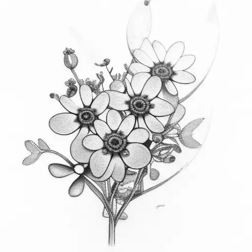 Forget-me-not Flowers. Kodiak bear tattoo design idea