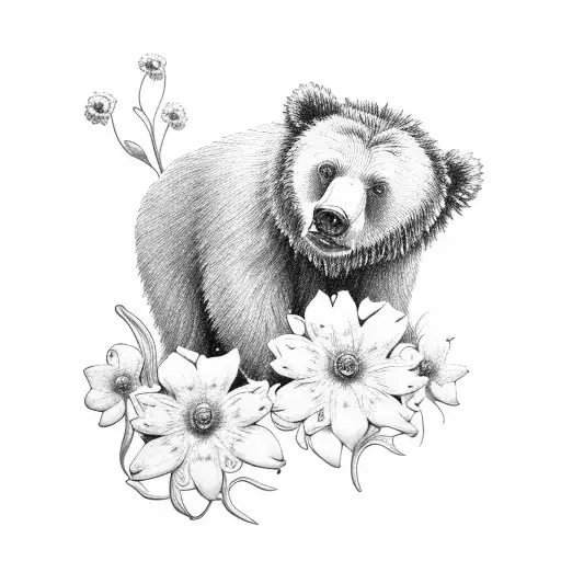 57.7900° N, 152.4072° W, Forget-me-not Flowers. Kodiak bear tattoo design idea