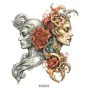 Gemini good vs evil tattoo design idea