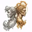 Gemini good vs evil tattoo design idea