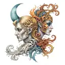 Gemini good vs evil tattoo design idea