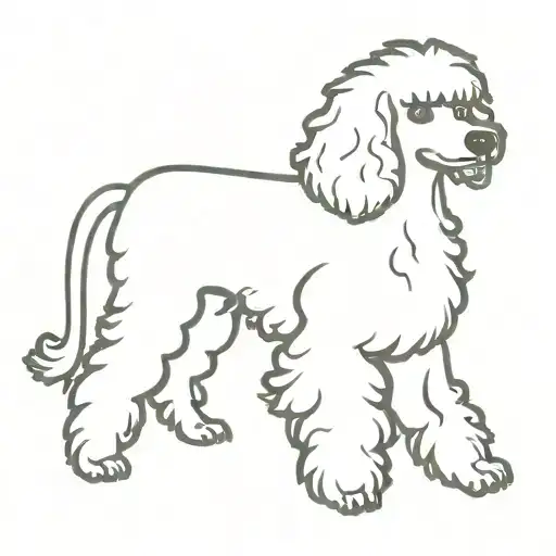 Shaggy poodle dog, HIGHLIGHT one lower tusk crooked outward tattoo design idea