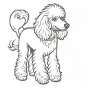 Shaggy poodle dog, with one lower tusk crooked outwards tattoo design idea