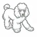 Shaggy poodle dog, with one lower tusk crooked outwards tattoo design idea