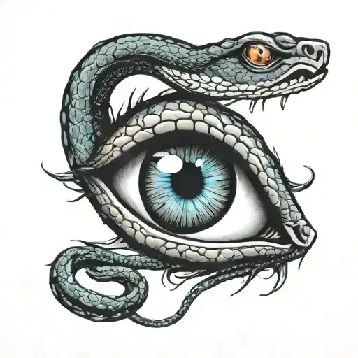 eye with mamba snake coming out tattoo design idea