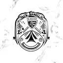 3 playing cards in the background a bottle of jack daniels in front and an ashtray tattoo design idea