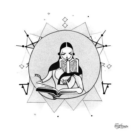 love for book reading,starry nights,solitude and music tattoo design idea