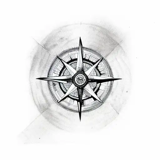 heart and compass tattoo design idea