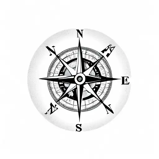 compass and heart tattoo design idea