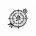 heart and compass tattoo design idea