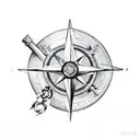 heart and compass tattoo design idea
