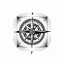 compass and heart tattoo design idea