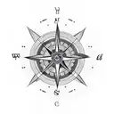 Crow chain petals compass tattoo design idea