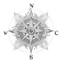 Crow chain petals compass tattoo design idea
