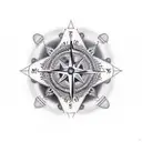 Crow chain petals compass tattoo design idea