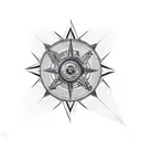 Crow chain petals compass tattoo design idea