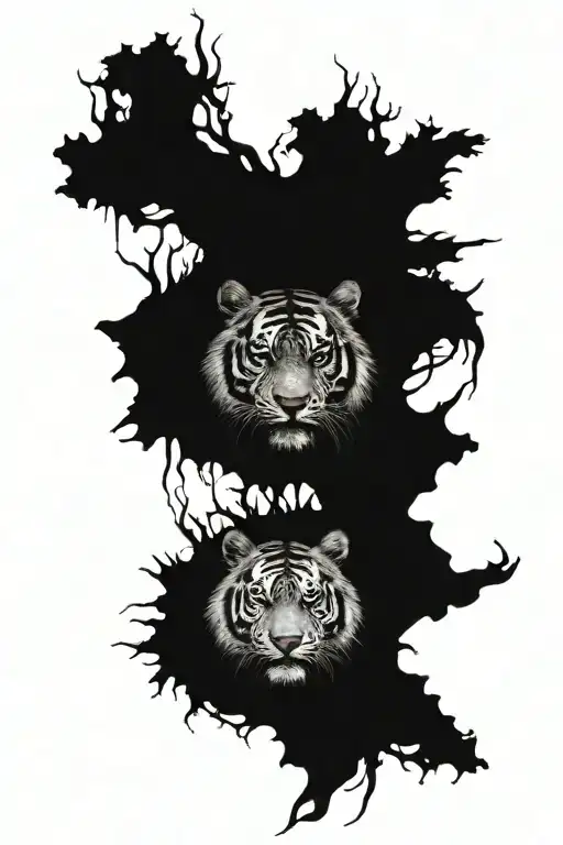 tim Burton inspired tiger tattoo design idea