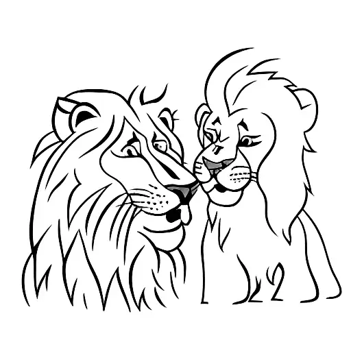 A lion and boy exploring a magical forest tattoo design idea