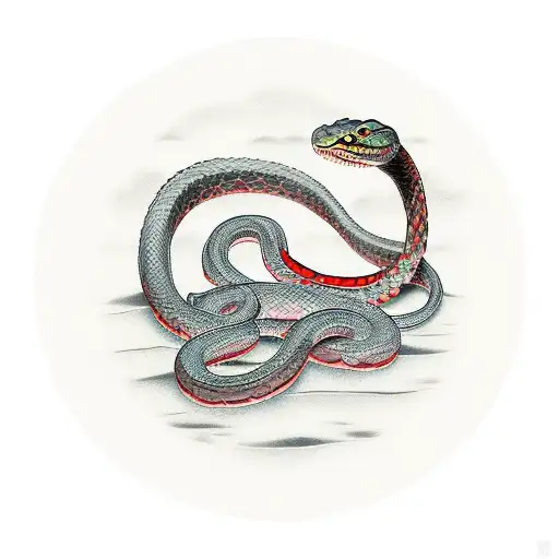 snake biting its tale in a circle tattoo design idea