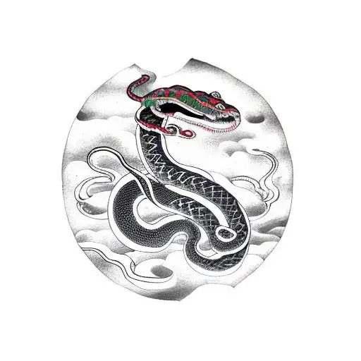 serpent and egg tattoo design idea