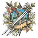 tree and sword tattoo design idea