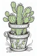cactus and succulent dancing inside a plant pot tattoo design idea