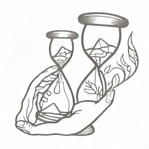 hour glass dice prayer hands tattoo design idea