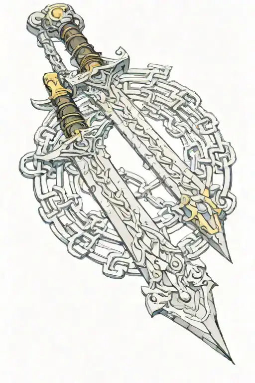 Shalamane Witcher's Sword with Kurapika's Chains tattoo design idea