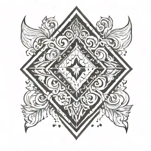 rhombus shape outline tattoo design idea