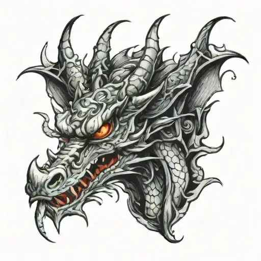 3 head dragon tattoo design idea