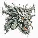 3 head dragon tattoo design idea