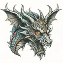 3 head dragon tattoo design idea