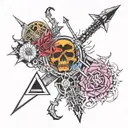 Pink Floyd , AC/DC , Queen , Iron Maiden , Led Zeppelin , Black Sabbath, deep purple , Metallica , tool , disturbed tattoo design idea