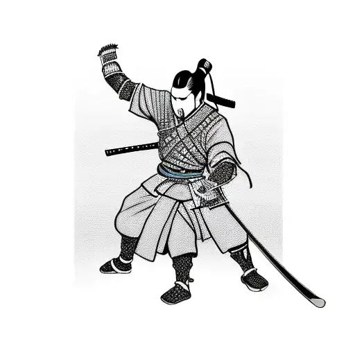 Japanese samurai warrior with a dog fu twist tattoo design idea
