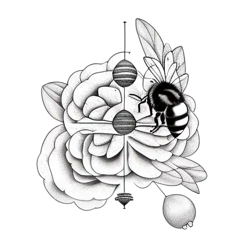 a forearm tattoo that contains each of the following: a Bee, a bear, mint leaf, and a lemon tattoo design idea