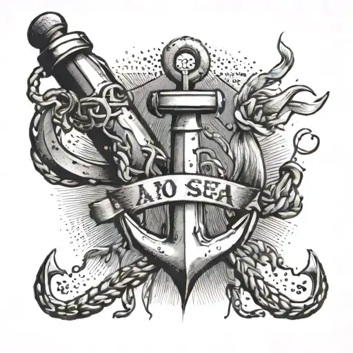 An anchor made of beer bottles with the phrase 'I am so lost at sea' tattoo design idea
