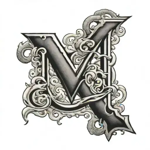 letter m in japenese tattoo design idea