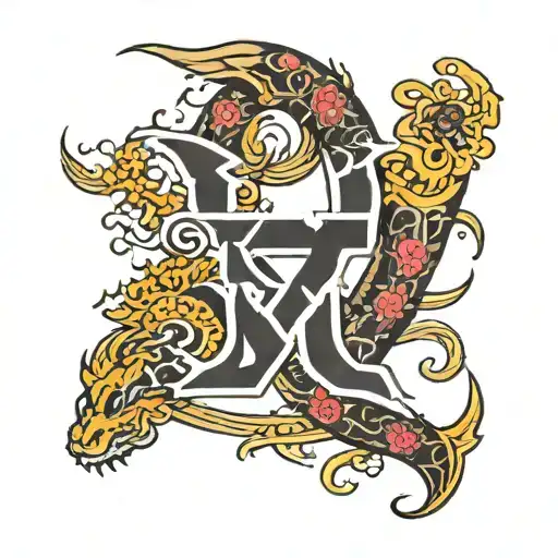 letter m  japenese tattoo design idea