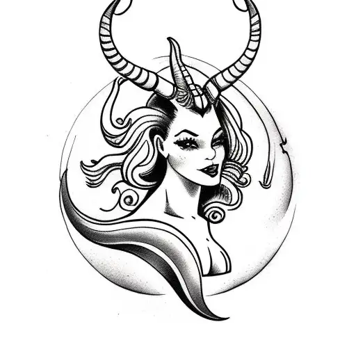 sexy capricorn woman tattoo design idea