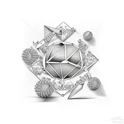 Sketch "Diamond Softball" Tattoo Idea BlackInk AI