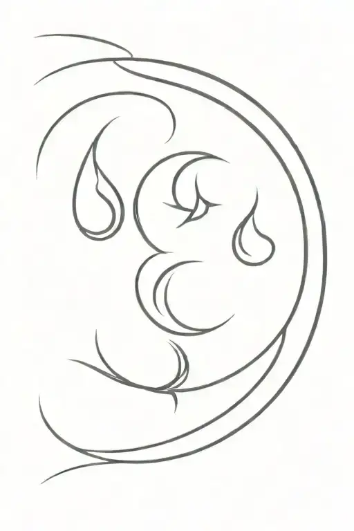 fire brand + triple moon symbol in straight line tattoo design idea