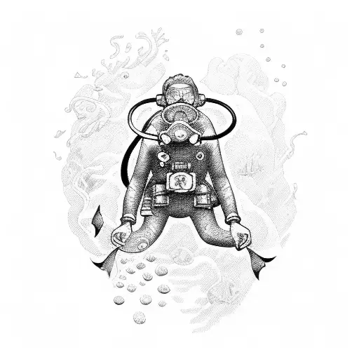 scuba diver  tattoo design idea