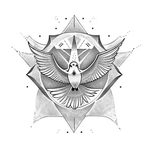 a dove, the hermetic alchemical symbols for silver and gold on either side, "Bird of Hermes is my name" tattoo design idea