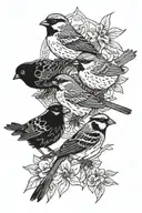 5 sparrows and two pennies tattoo design idea