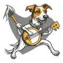 Jack russell terrier playing a banjo tattoo design idea