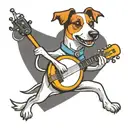 Jack russell terrier playing a banjo tattoo design idea