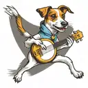 Jack russell terrier playing a banjo tattoo design idea