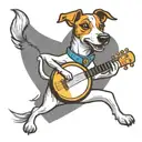 Jack russell terrier playing a banjo tattoo design idea